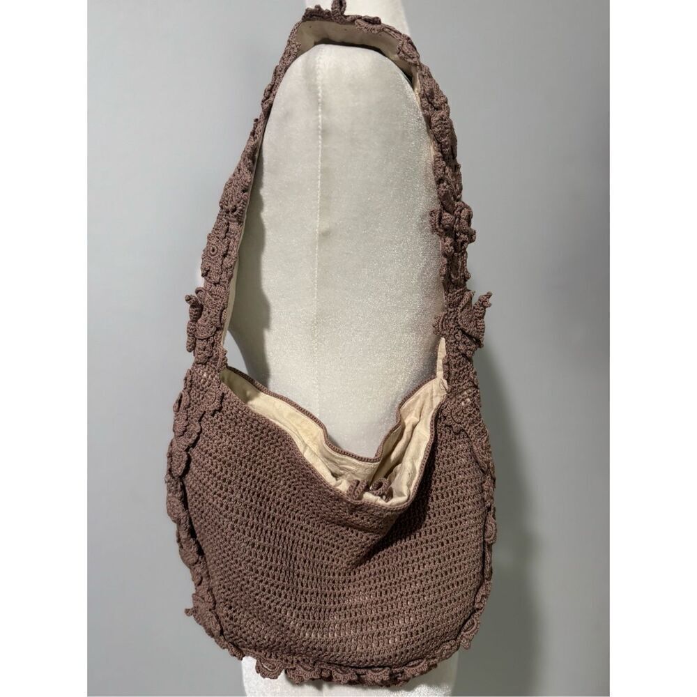 Handbag crotchet knit floral embroidered purse - Picture 4 of 10